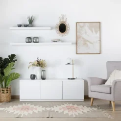 Banak Gante étagère murale laqué blanche de 150 cm