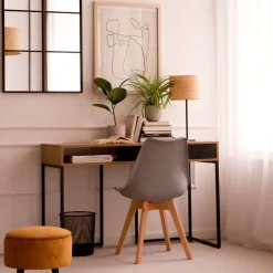 Banak Gauguin Bureau en chêne wild et métal noir avec tiroir