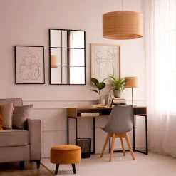 Banak Gauguin Bureau en chêne wild et métal noir avec tiroir