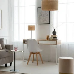 Banak Gauguin Bureau en ch&ecirc;ne light et métal blanc avec tiroir