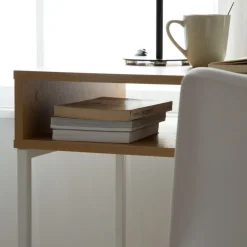 Banak Gauguin Bureau en ch&ecirc;ne light et métal blanc avec tiroir