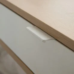 Banak Gauguin Bureau en ch&ecirc;ne light et métal blanc avec tiroir