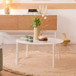 Banak Hans Table basse en bois laqué blanc grand