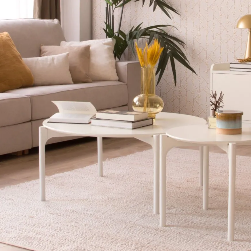 Banak Hans Table basse en bois laqué blanc grand