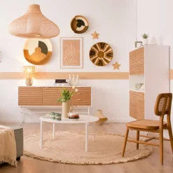 Banak Hans Table basse en bois laqué blanc grand