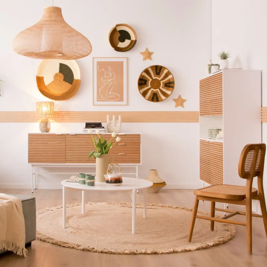 Banak Hans Table basse en bois laqué blanc grand