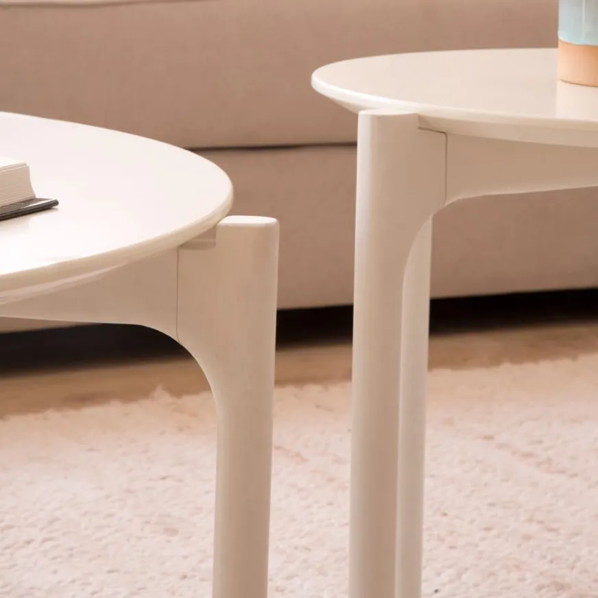 Banak Hans Table basse en bois laqué blanc grand