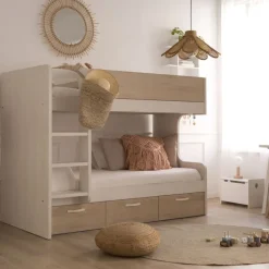 Enfant Banak Hansel Lit avec tiroirs pour matelas de 90x190 avec échelle à gauche