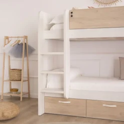 Enfant Banak Hansel Lit avec tiroirs pour matelas de 90x190 avec échelle à gauche