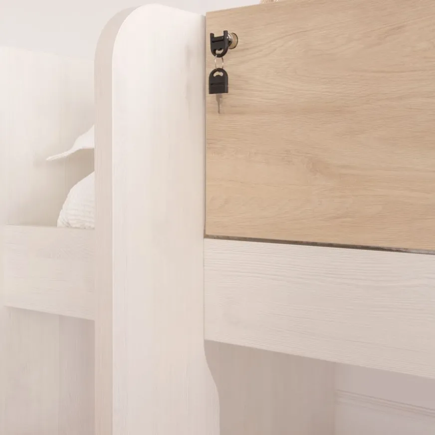 Enfant Banak Hansel Lit avec tiroirs pour matelas de 90x190 avec échelle à gauche