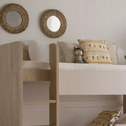 Enfant Banak Hansel Lit superposé avec lit gigogne pour matelas de 90x190 avec échelle à gauche