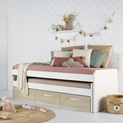 Enfant Banak Hansel Lit superposé avec tiroirs pour matelas de 90