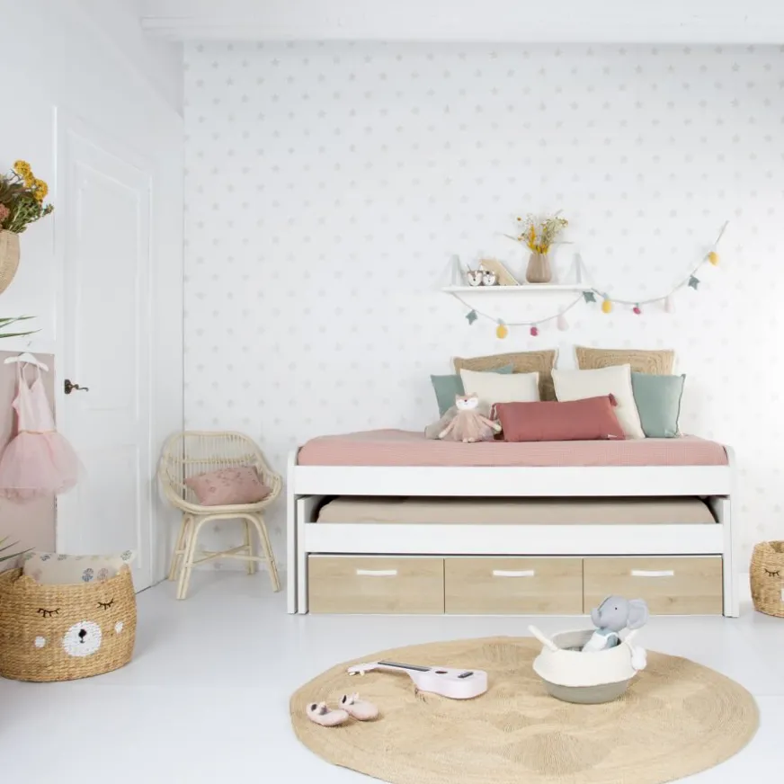 Enfant Banak Hansel Lit superposé avec tiroirs pour matelas de 90