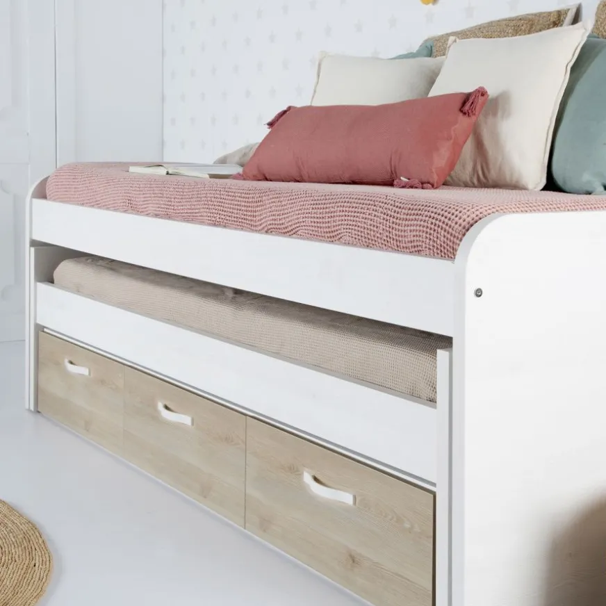 Enfant Banak Hansel Lit superposé avec tiroirs pour matelas de 90