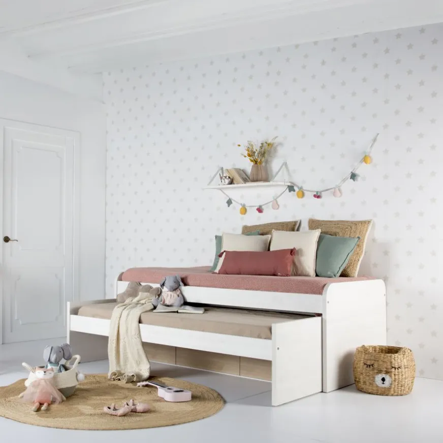 Enfant Banak Hansel Lit superposé avec tiroirs pour matelas de 90