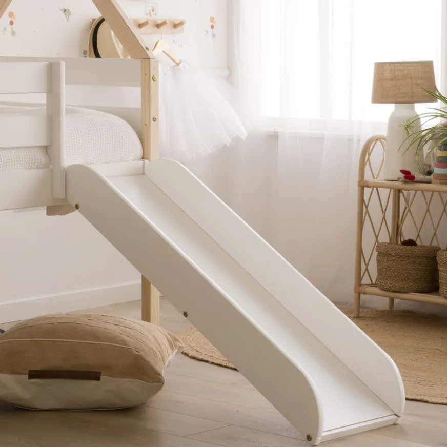 Enfant Banak Haus Cama alta con tobogán para colchón de 90x190 lacada en blanco y natural