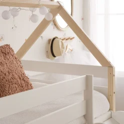 Enfant Banak Haus Cama alta con tobogán para colchón de 90x190 lacada en blanco y natural