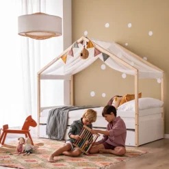 Enfant Banak Haus Cama con forma de casa y somier de arrastre para colchón de 90x190 lacada e