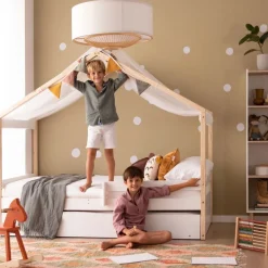 Enfant Banak Haus Cama con forma de casa y somier de arrastre para colchón de 90x190 lacada e