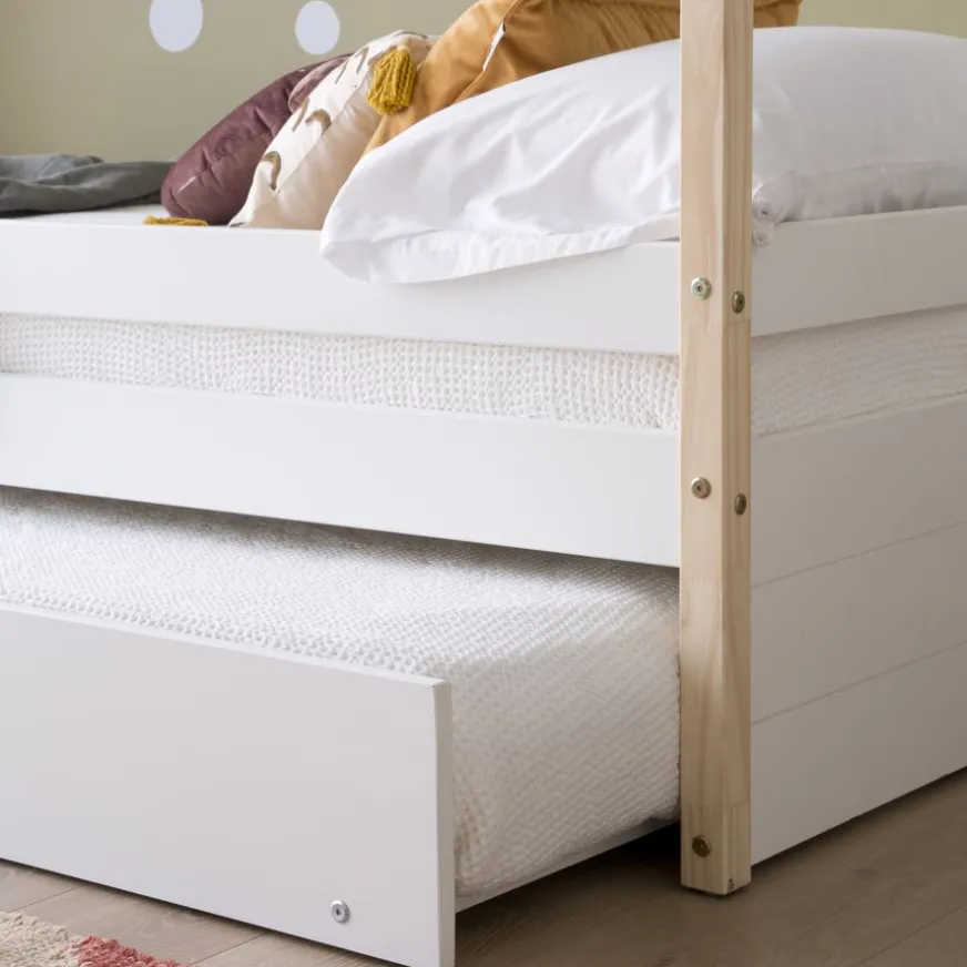 Enfant Banak Haus Cama con forma de casa y somier de arrastre para colchón de 90x190 lacada e