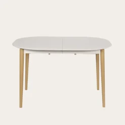 Banak Icara Mesa de comedor extensible ovalada 120/220 lacada en blanco y natural
