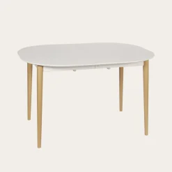 Banak Icara Mesa de comedor extensible ovalada 120/220 lacada en blanco y natural