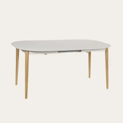 Banak Icara Mesa de comedor extensible ovalada 120/220 lacada en blanco y natural