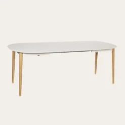 Banak Icara Mesa de comedor extensible ovalada 120/220 lacada en blanco y natural