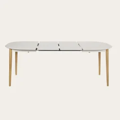 Banak Icara Mesa de comedor extensible ovalada 120/220 lacada en blanco y natural