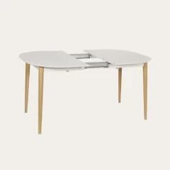 Banak Icara Mesa de comedor extensible ovalada 120/220 lacada en blanco y natural