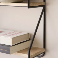 Banak Idaho étagère murale en bois et métal noir