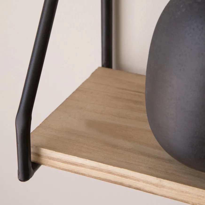 Banak Idaho étagère murale en bois et métal noir