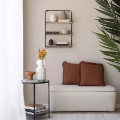 Banak Idaho étagère murale en bois et métal noir