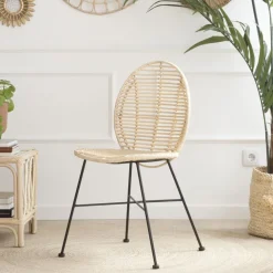 Banak Ille Chaise en rotin naturel et métal