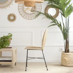 Banak Ille Chaise en rotin naturel et métal