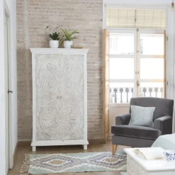 Banak Indira Armoire en bois massif sculpté de manguier