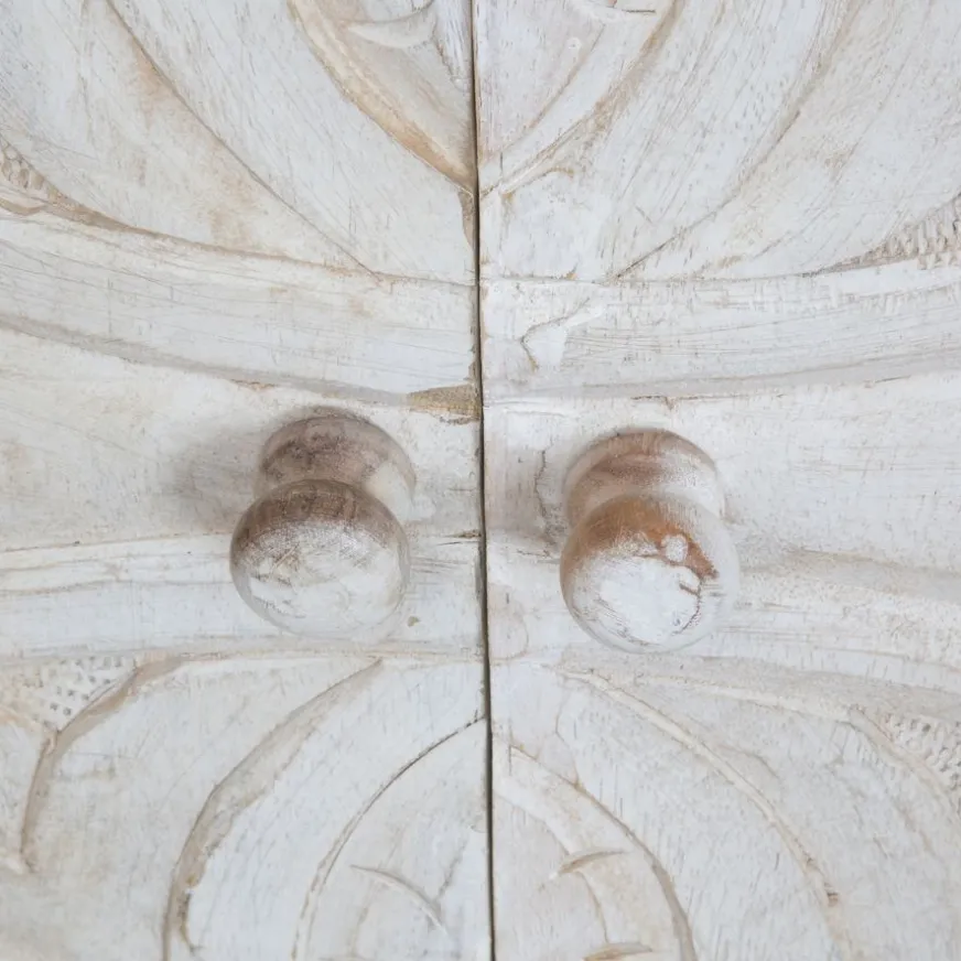 Banak Indira Armoire en bois massif sculpté de manguier