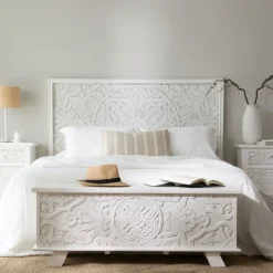 Banak Indira Tête de lit en bois massif sculpté de manguier pour lit de 150 et 160