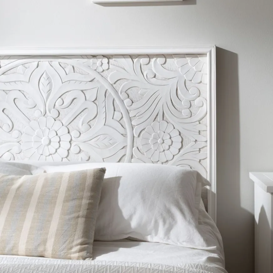 Banak Indira Tête de lit en bois massif sculpté de manguier pour lit de 150 et 160