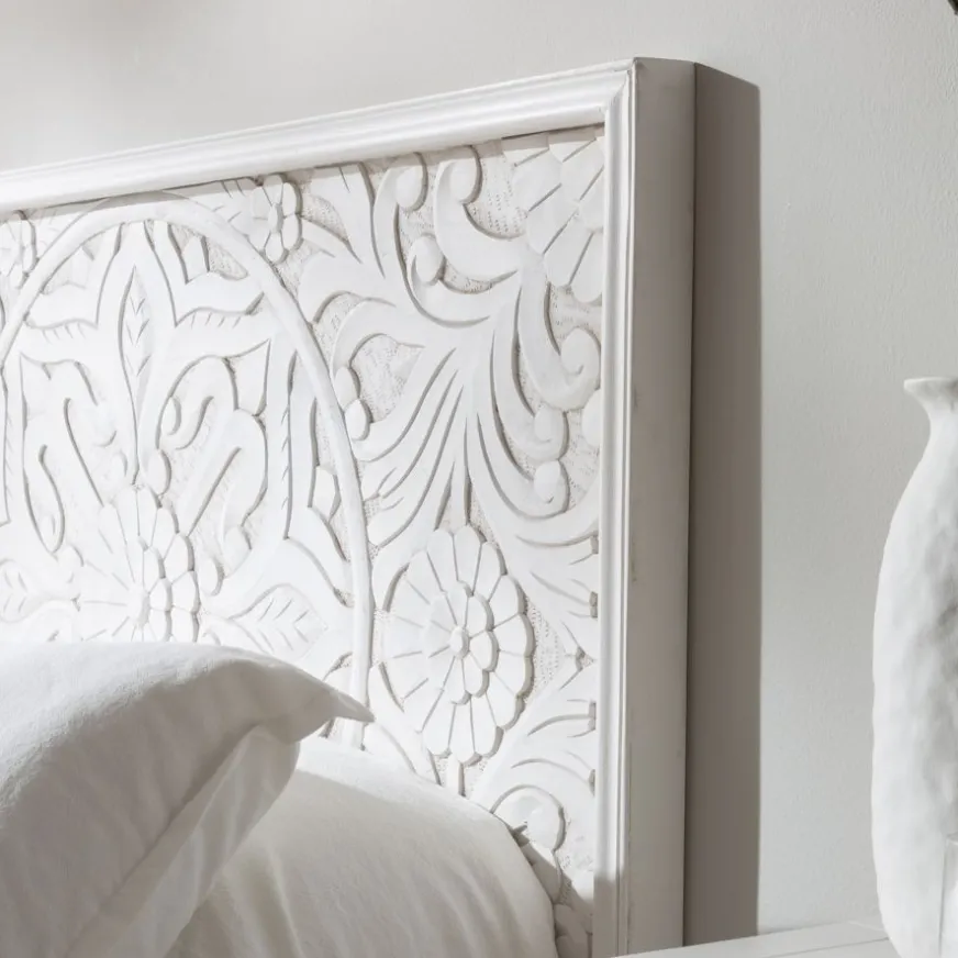 Banak Indira Tête de lit en bois massif sculpté de manguier pour lit de 150 et 160