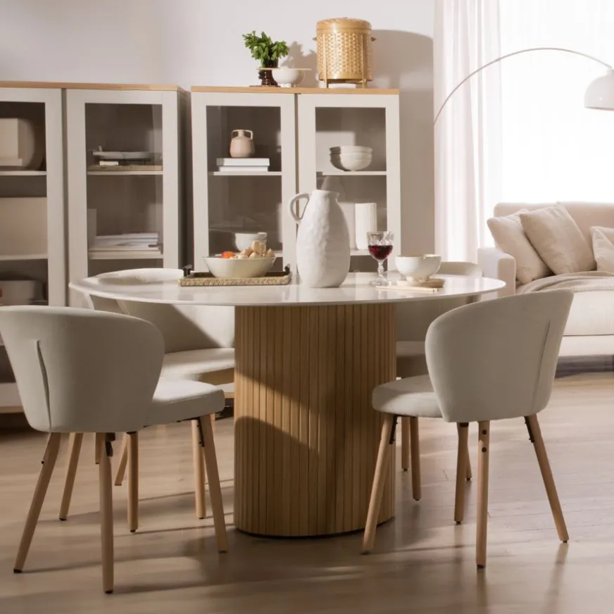 Banak Ingrid Table à manger ronde en chêne