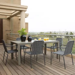 Banak Inset Table de jardin rectangulaire en aluminium