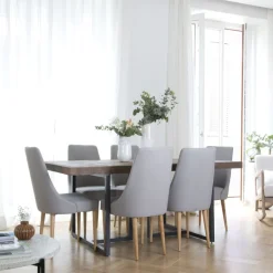 Banak Irune Table à manger rectangulaire en bois massif et métal