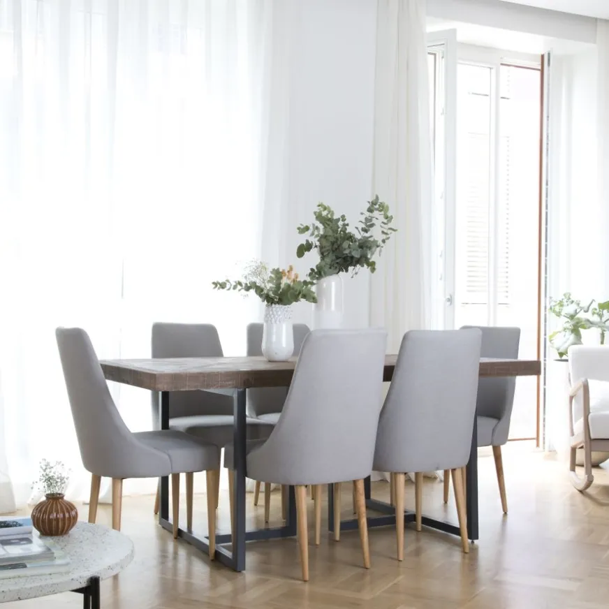 Banak Irune Table à manger rectangulaire en bois massif et métal