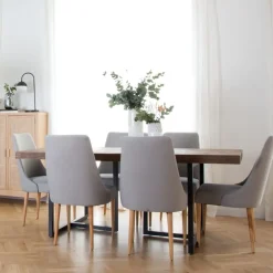 Banak Irune Table à manger rectangulaire en bois massif et métal