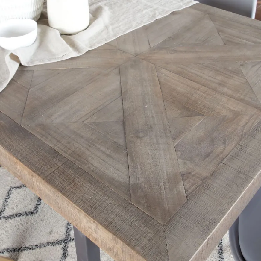 Banak Irune Table à manger rectangulaire en bois massif et métal