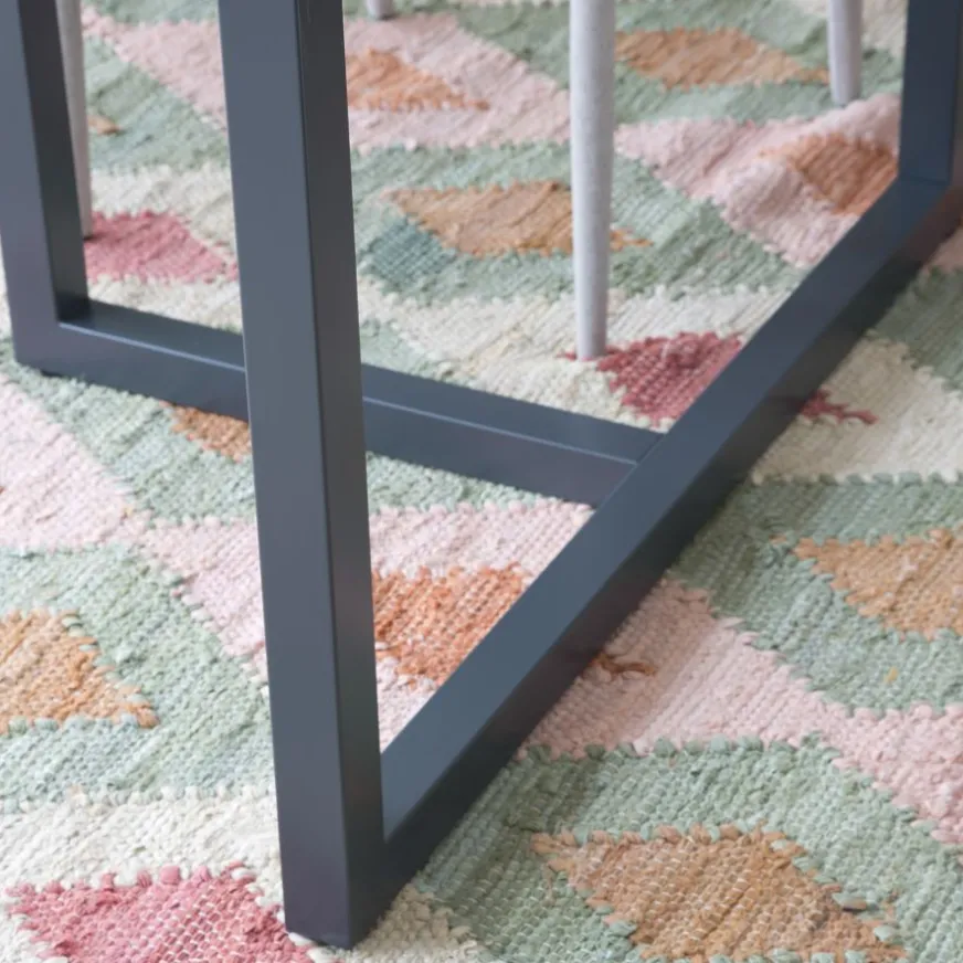 Banak Irune Table à manger en métal gris anthracite et verre de 160x95