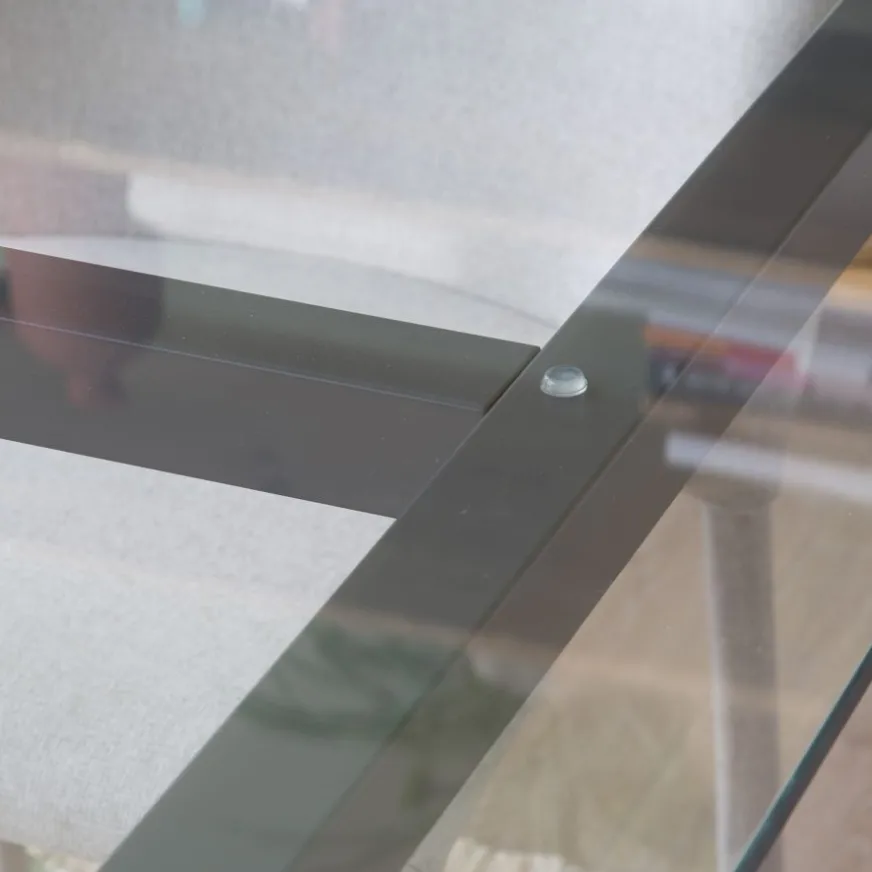 Banak Irune Table à manger en métal gris anthracite et verre de 160x95