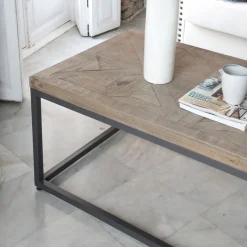 Banak Irune Table basse en bois massif et métal