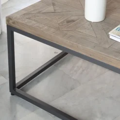 Banak Irune Table basse en bois massif et métal carrée